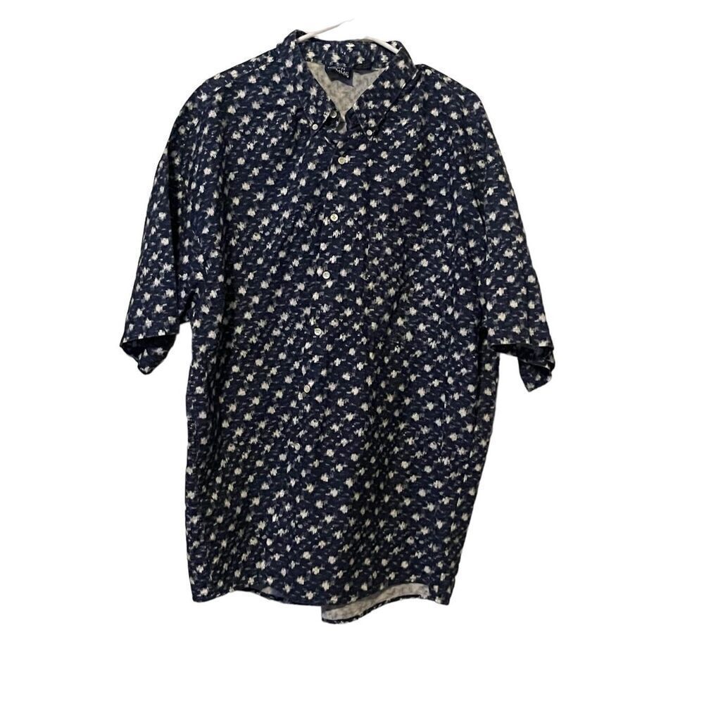 Bon Homme Mens Blue White Collared Short Sleeve Button-Down Shirt Size 2XB